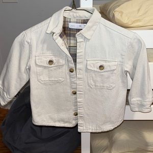 Zara toddler boy cream jacket 2-3 years old brown plaid inside